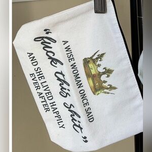 NEW Canvas Makeup Travel Bag With Bold Quote